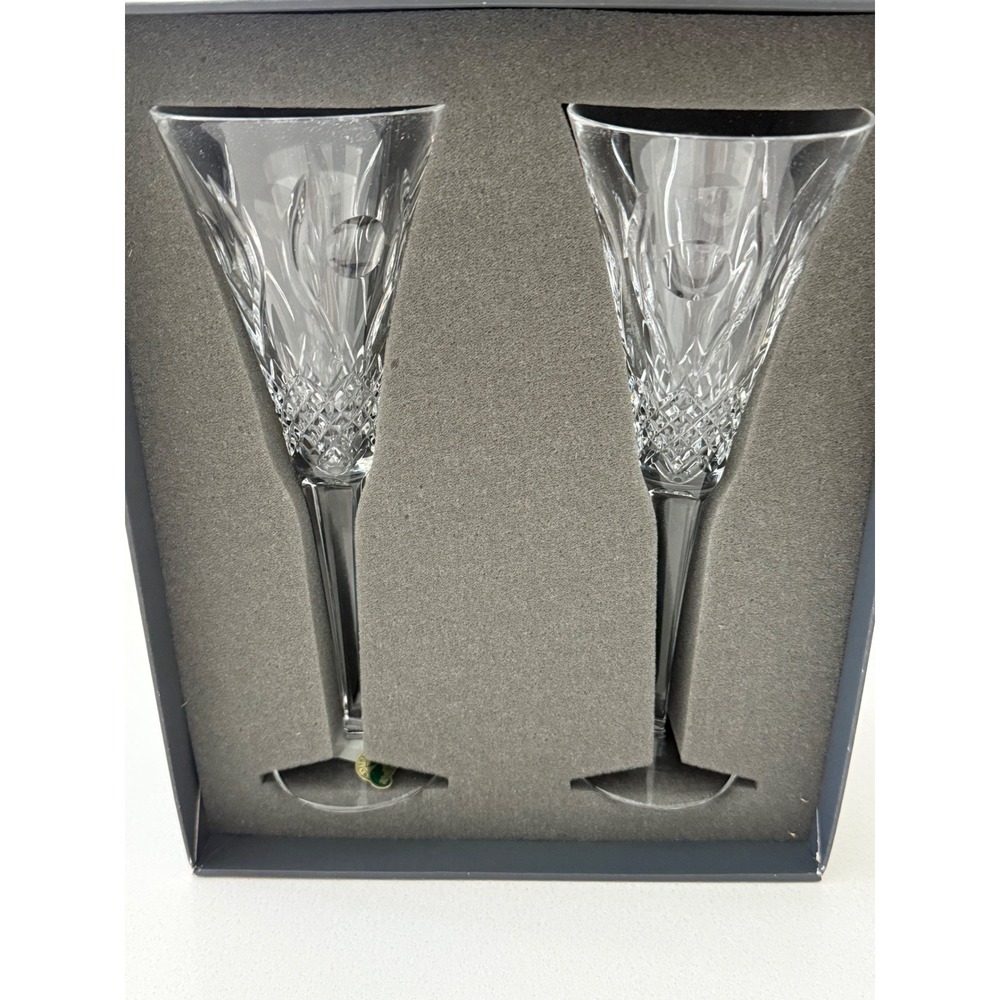 Vtg Waterford Crystal Celebration Friendship Toasting Flutes 4th Ed Set of 2